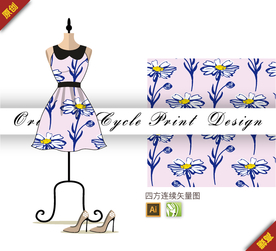 传统简约菊花四方连续