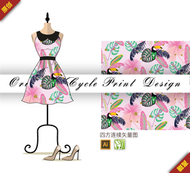 矢量棕蒲啄木鸟四方连续