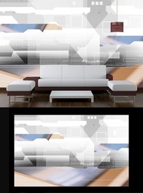 抽象现代几何电视背景墙