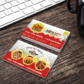 红色餐饮饭店名片