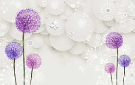 紫色花朵3D立体电视背景图