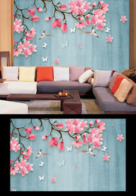 手绘花鸟背景墙