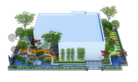 别墅庭院景观设计效果图分层素材