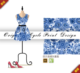 矢量荷兰菊金花茶四方连续