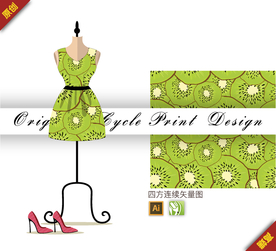 矢量水果猕猴桃四方连续