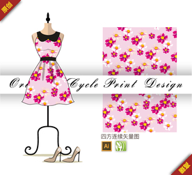 矢量水仙天竺葵四方连续