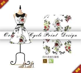 传统中国风桃花四方连续