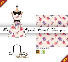 粉色女性化妆品四方连续