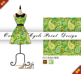 古典欧式腰果花四方连续