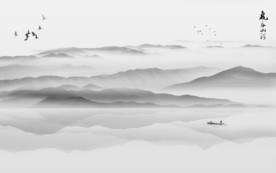 高清 灰色山水新画 tif分层