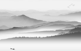 新款灰色新山水画 tif分层