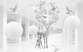 麋鹿 现代新奢华画 tif分层