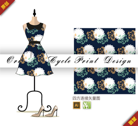 矢量含羞草蒲公英四方连续