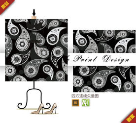 矢量腰果花四方连续