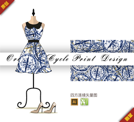 抽象创意圆圈罗盘四方连续