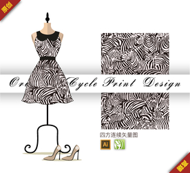 矢量野性斑马条纹四方连续