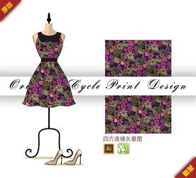 传统桃花西潘莲四方连续