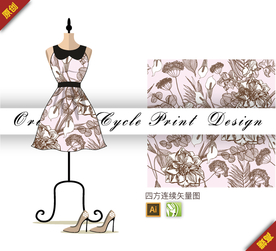 传统荷花马蹄莲四方连续