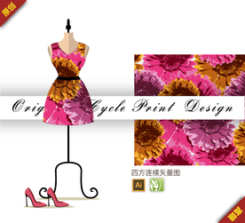 矢量唯美向日葵四方连续