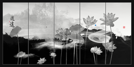 国画水墨荷花