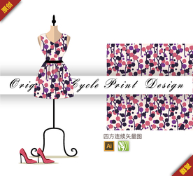 矢量几何花卉四方连续