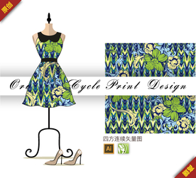 矢量牡丹菊花四方连续