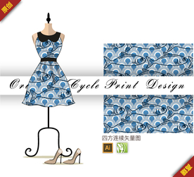 矢量抽象简约鱼四方连续