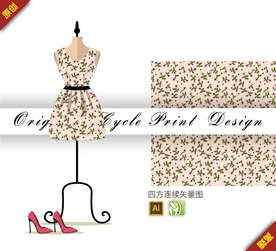 矢量桃花小碎花四方连续