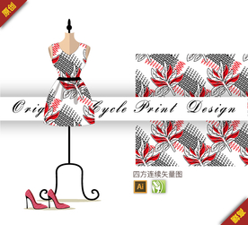 抽象简约线描君子兰四方连续