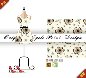 矢量金花茶六月雪四方连续