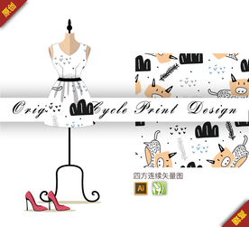 可爱卡通涂鸦猪头四方连续