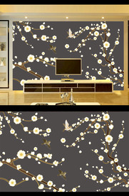 花鸟电视背景墙