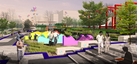 商业广场景观设计效果图分层素材