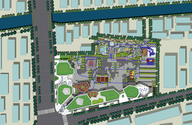 商业广场景观设计彩色平面图分层