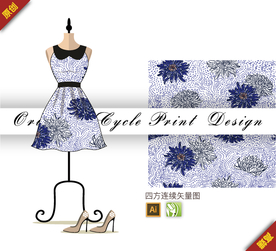 传统中国风菊花四方连续