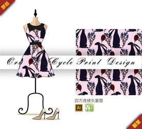 可爱兔子剪影四方连续