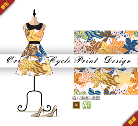 抽象创意枫叶树叶四方连续