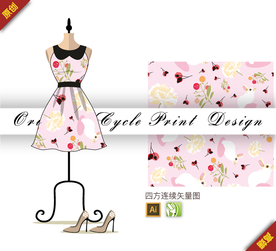 矢量兔子木芙蓉四方连续