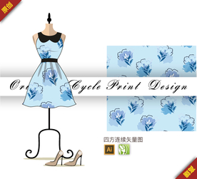 清新唯美绣球花四方连续