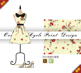 传统中国风美人蕉四方连续