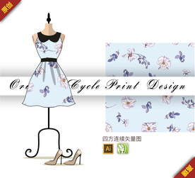 传统清新茉莉花四方连续