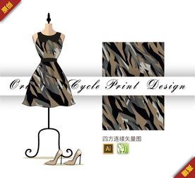 抽象几何迷彩豹纹四方连续