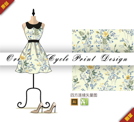 传统清新金盏花四方连续