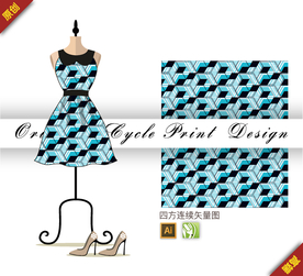 抽象几何色块条纹四方连续