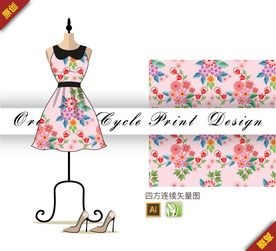 紫罗兰海棠荷兰菊四方连续