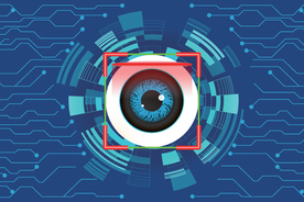 人眼识别扫描技术蓝色科技背景图