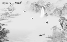 中式风意境山水画 TIF分层