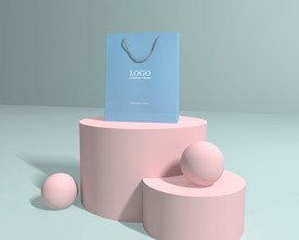 蓝色手提袋效果图图片