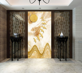 金色飞鸟玄关背景墙
