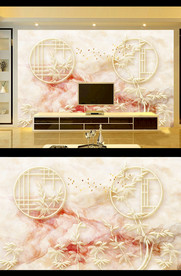 竹子山水背景墙